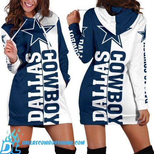Dallas Cowboys Women Lace up V-Neck Sweatshirt Off Shoulder Hoodie Dress  Jumper
