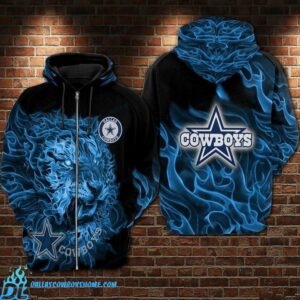 Dallas Cowboys zip up hoodie custom blue fire