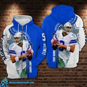 Dallas Cowboys zip up hoodie custom football player Tony Romo