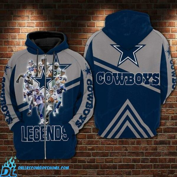 Dallas Cowboys zip up hoodie custom football team