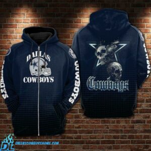 Dallas Cowboys zip up hoodie custom helmet and skull