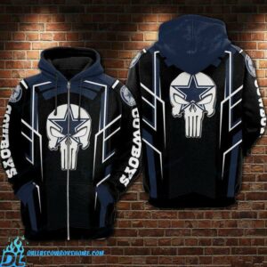 Dallas Cowboys zip up hoodie icon skull