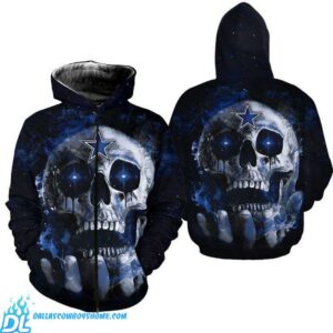 Dallas Cowboys zip up hoodie skull 3D print full