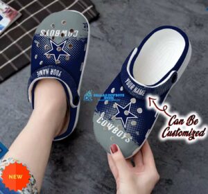 Football Crocs Personalized Dallas Cowboys Half Tone Drip Flannel Clog Shoes