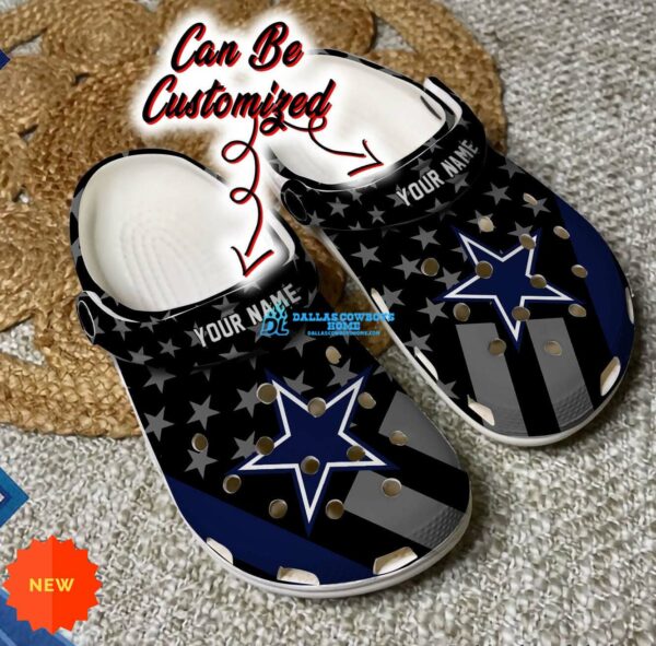 Football Crocs Personalized Dallas Cowboys Star Flag Clog Shoes