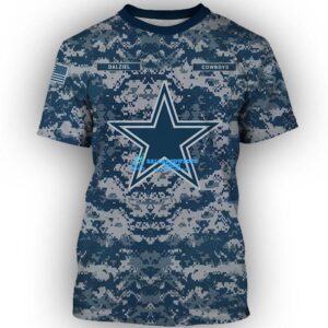Men's Camo Custom Dallas Cowboys Blue Short Sleeve T-Shirt
