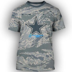 Men's Camo Custom Dallas Cowboys Grey Print Full T Shirt