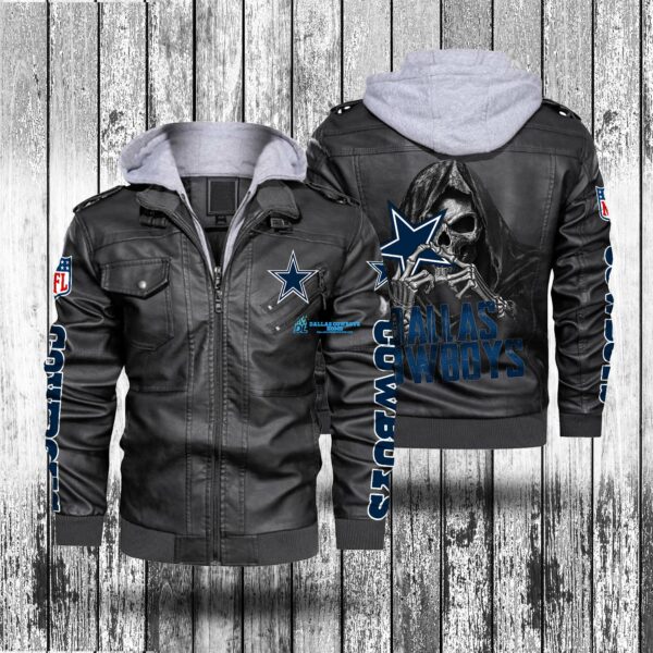 Men's Hood While Dallas Cowboys Custom Leather Jacket