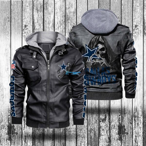 Men's Skull Dallas Cowboys Black Leather Jacket