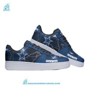 Black Thunder Dallas Cowboys Shoes, Custom Dallas Cowboys Air Force 1, NFL Dallas Cowboys Sneaker Print Full