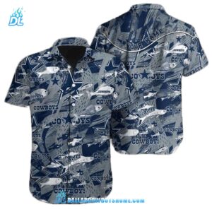 Grey Personalized Dallas Cowboys Tommy Bahama, Custom Name Dallas Cowboys Hawaiian Shirt Print Full, NFL Dallas Cowboys Aloha Shirt