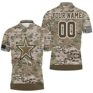 Personalized Army Dallas Cowboys Shirts, Custom Dallas Cowboys Polo Shirts, NFL Dallas Cowboys Sleeve Polo