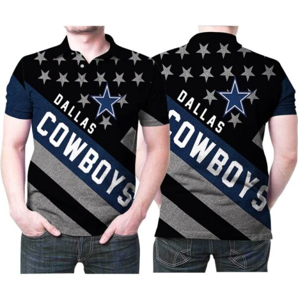 Stars Pattern Dallas Cowboys Shirts, Custom Dallas Cowboys Polo Shirts, NFL Dallas Cowboys Sleeve Polo