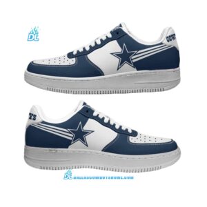 White And Blue Dallas Cowboys Shoes, Custom Dallas Cowboys Air Force 1, NFL Dallas Cowboys Sneaker For Lover