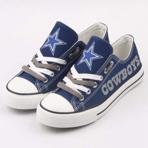 Dallas Cowboys Canvas Shoes Print Full, Custom Name Dallas Cowboys Low Top Shoes, NFL Dallas Cowboys Sneakers Trending