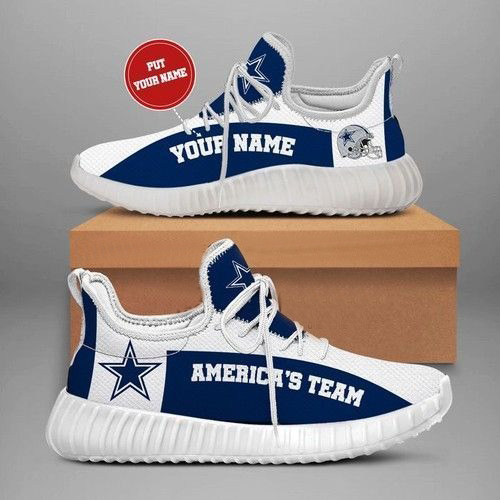 Persionalized Blue And White Dallas Cowboys Shoes For Lover, Custom Dallas Cowboys Yeezys, NFL Dallas Cowboys Sneakers Print Full