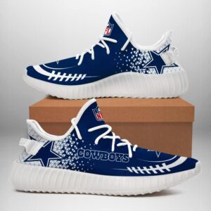 White Caro Dallas Cowboys Shoes, Custom Dallas Cowboys Yeezy Print Full, NFL Dallas Cowboys Sneakers For Family