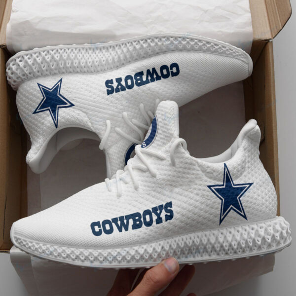 White Dallas Cowboys Shoes, Custom Dallas Cowboys Yeezy, NFL Dallas Cowboys Sneaker For Men