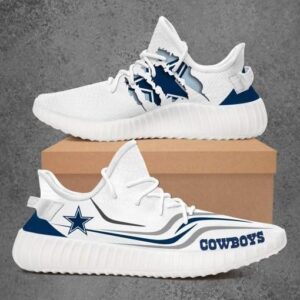 White Monster Dallas Cowboys Shoes, Custom Dallas Cowboys Yeezys For Lover, NFL Dallas Cowboys Sneakers