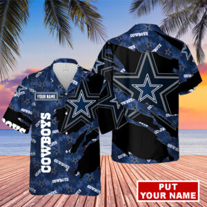 Black Custom Dallas Cowboys Hawaiian Shirt With You Name