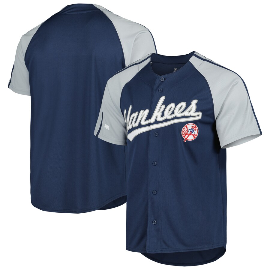 New York Yankees Stitches Button-Down Raglan Fashion Jersey - Navy ...