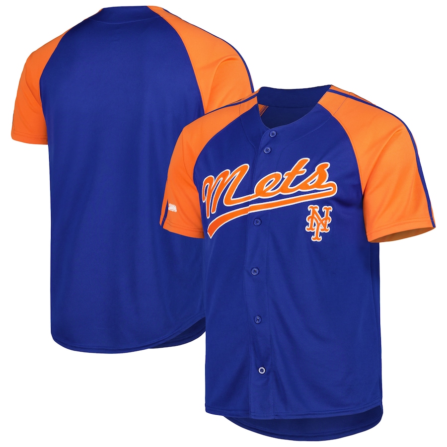 New York Mets Stitches Button-Down Raglan Fashion Jersey - Royal ...