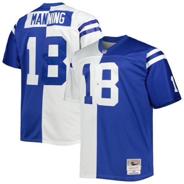 Peyton Manning Indianapolis Colts Mitchell & Ness Big & Tall Split Legacy Retired Player Replica Jersey - White/Royal