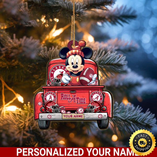 Alabama Crimson Tide Mickey Mouse Ornament Personalized Your Name Sport Home Decor