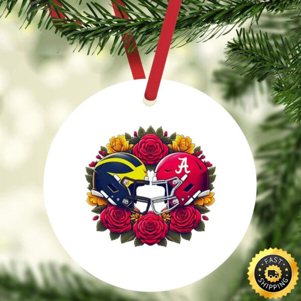 Alabama Crimson Tide vs. Michigan Wolverines College Football Playoff 2024 Rose Bowl ornament