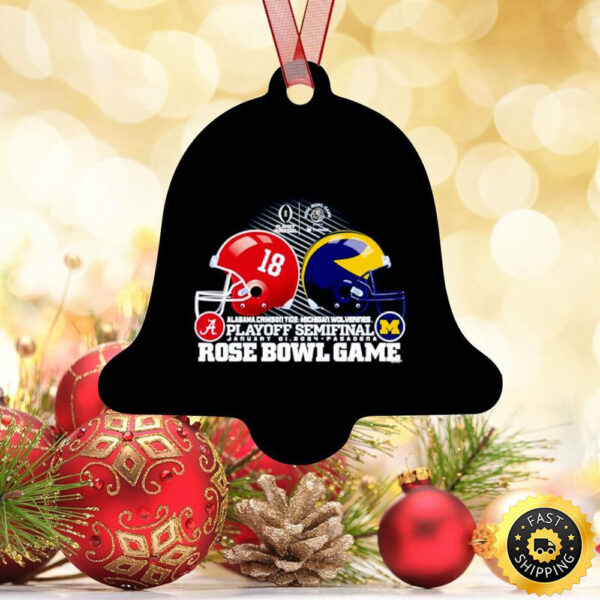 Alabama Crimson Tide vs. Michigan Wolverines Playoff Semifinal 2024 Rose bowl game ornaments