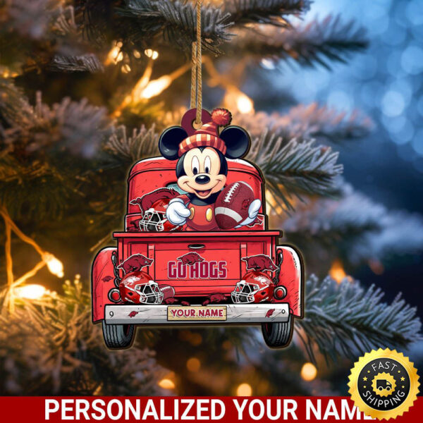 Arkansas Razorbacks Mickey Mouse Ornament Personalized Your Name Sport Home Decor