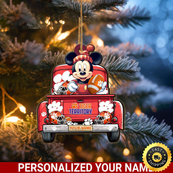 Clemson Tigers Mickey Mouse Ornament Personalized Your Name Sport Home Decor