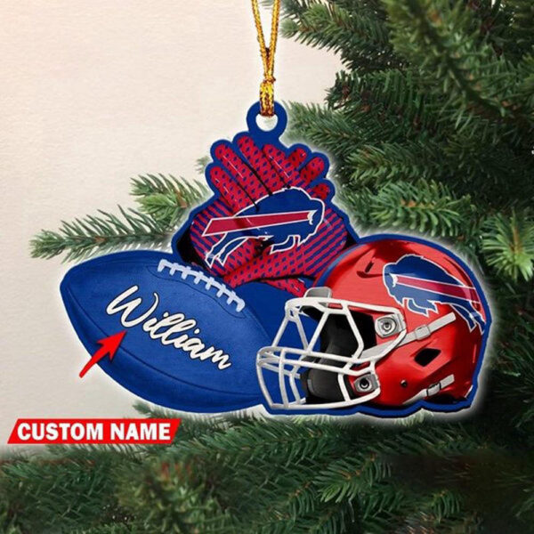 Custom Name NFL Buffalo Bills Merry Christmas Ornament Decoration