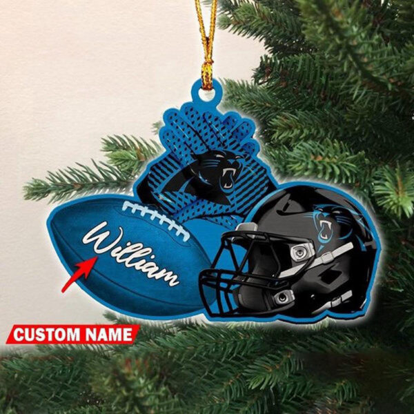 Custom Name NFL Carolina Panthers Merry Christmas Ornament Decoration