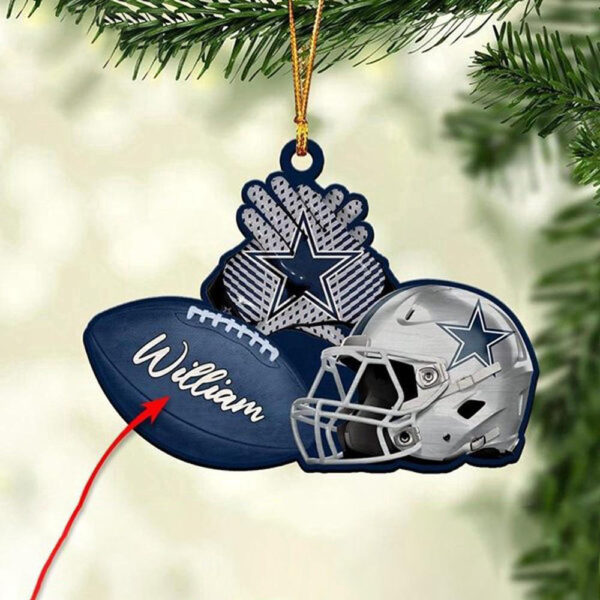 Custom Name NFL Dallas Cowboys Merry Christmas Ornament Decoration