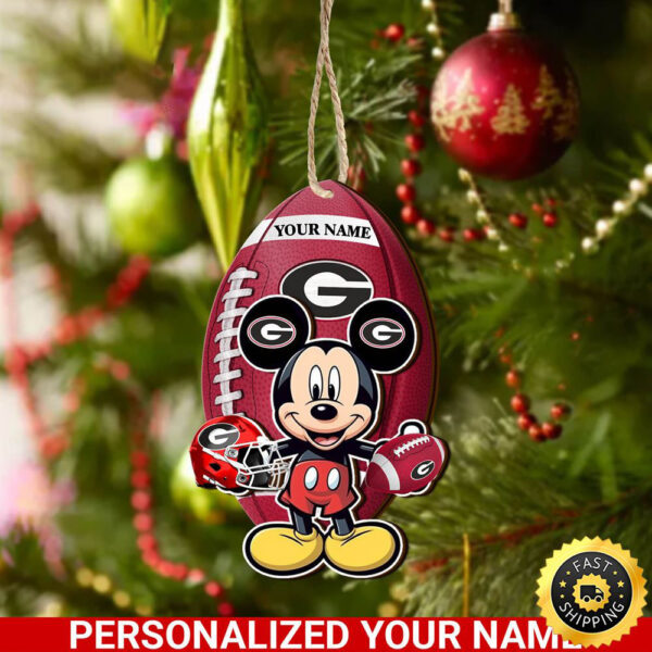 Georgia Bulldogs And Mickey Mouse Ornament Personalized Your Name