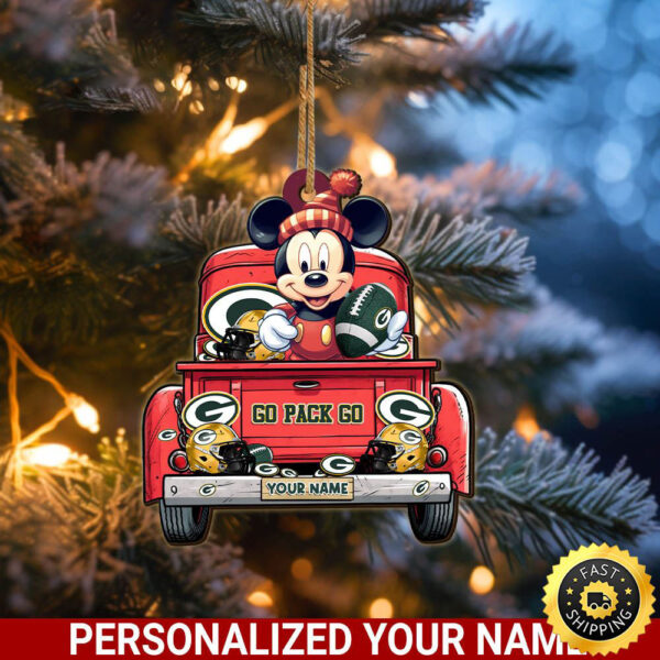 Green Bay Packers Mickey Mouse Ornament Personalized Your Name Sport Home Decor