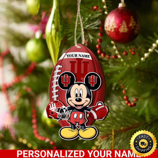 Indiana Hoosiers And Mickey Mouse Ornament Personalized Your Name