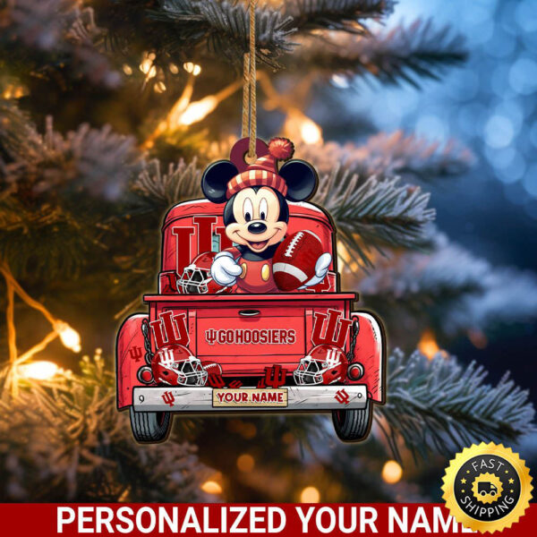 Indiana Hoosiers Mickey Mouse Ornament Personalized Your Name Sport Home Decor