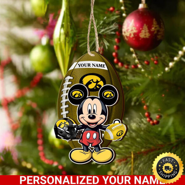 Iowa Hawkeyes And Mickey Mouse Ornament Personalized Your Name