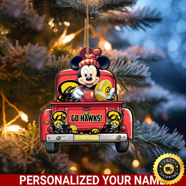 Iowa Hawkeyes Mickey Mouse Ornament Personalized Your Name Sport Home Decor