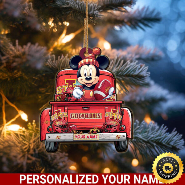 Iowa State Cyclones Mickey Mouse Ornament Personalized Your Name Sport Home Decor