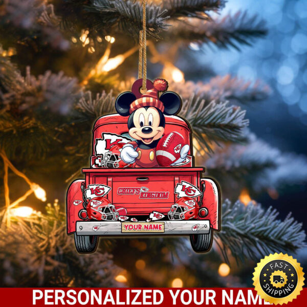 Kansas City Chiefs Mickey Mouse Ornament Personalized Your Name Sport Home Decor