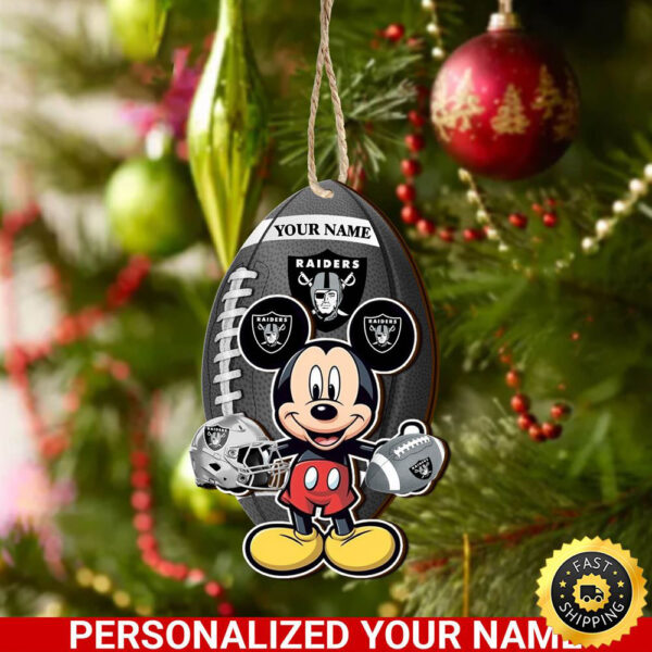 Las Vegas Raiders And Mickey Mouse Ornament Personalized Your Name