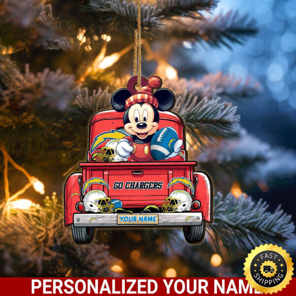 Los Angeles Chargers Mickey Mouse Ornament Personalized Your Name Sport Home Decor