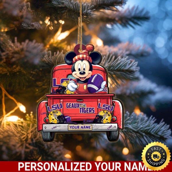 LSU TIGERS Mickey Mouse Ornament Personalized Your Name Sport Home Decor