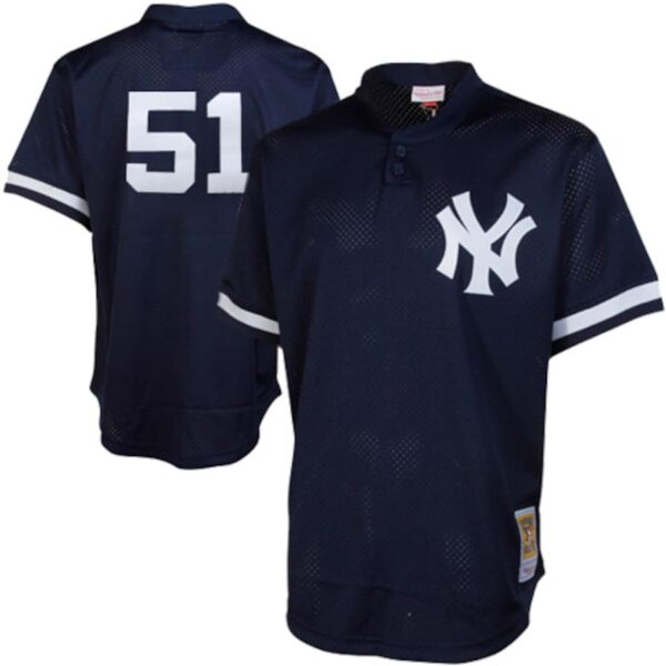 Bernie Williams New York Yankees Mitchell & Ness Cooperstown Mesh Batting Practice Jersey - Navy