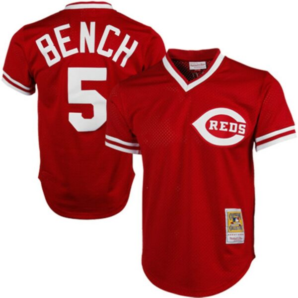 Johnny Bench Cincinnati Reds Mitchell & Ness 1983 Cooperstown Collection Mesh Batting Practice Jersey - Red