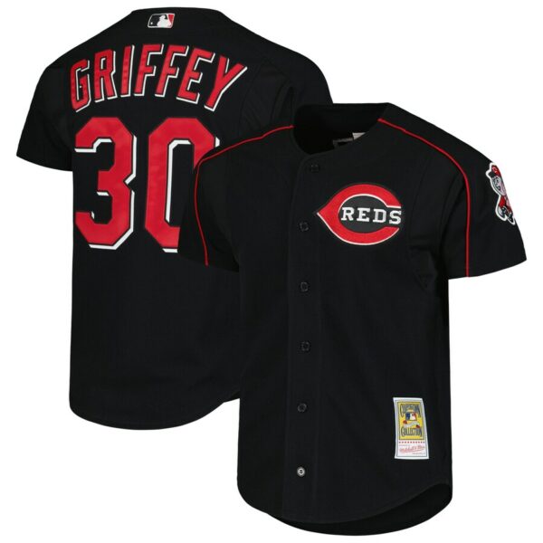 Ken Griffey Jr. Cincinnati Reds Mitchell & Ness Cooperstown Collection Mesh Batting Practice Jersey - Black