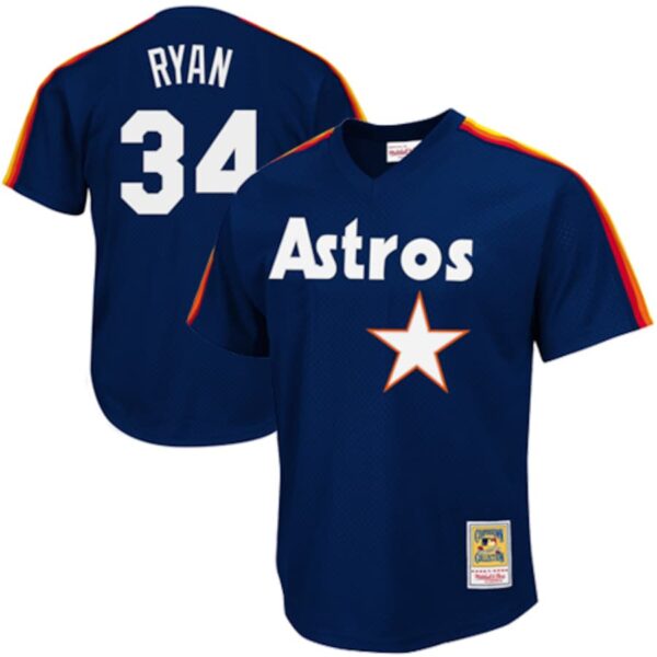 Nolan Ryan Houston Astros Mitchell & Ness 1988 Cooperstown Collection Mesh Batting Practice Jersey - Navy